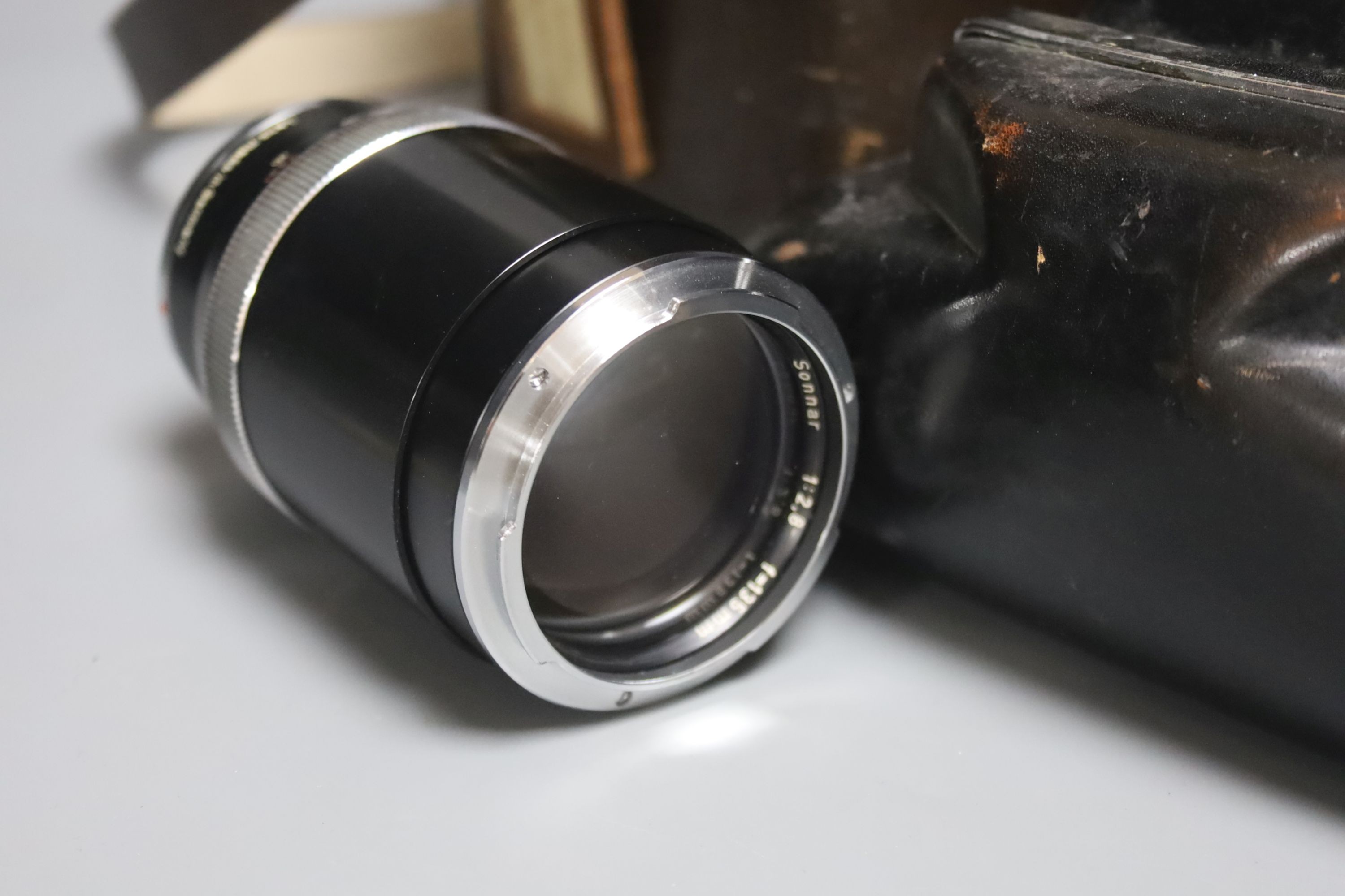 A Zeiss Ikon Contarex camera and accessories